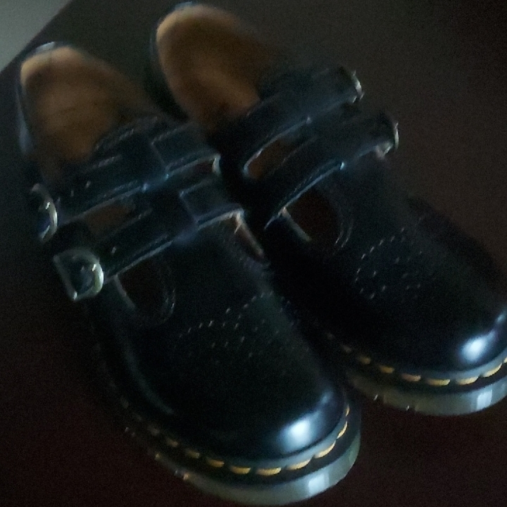 DR. MARTENS Black Leather Buckle Shoes
